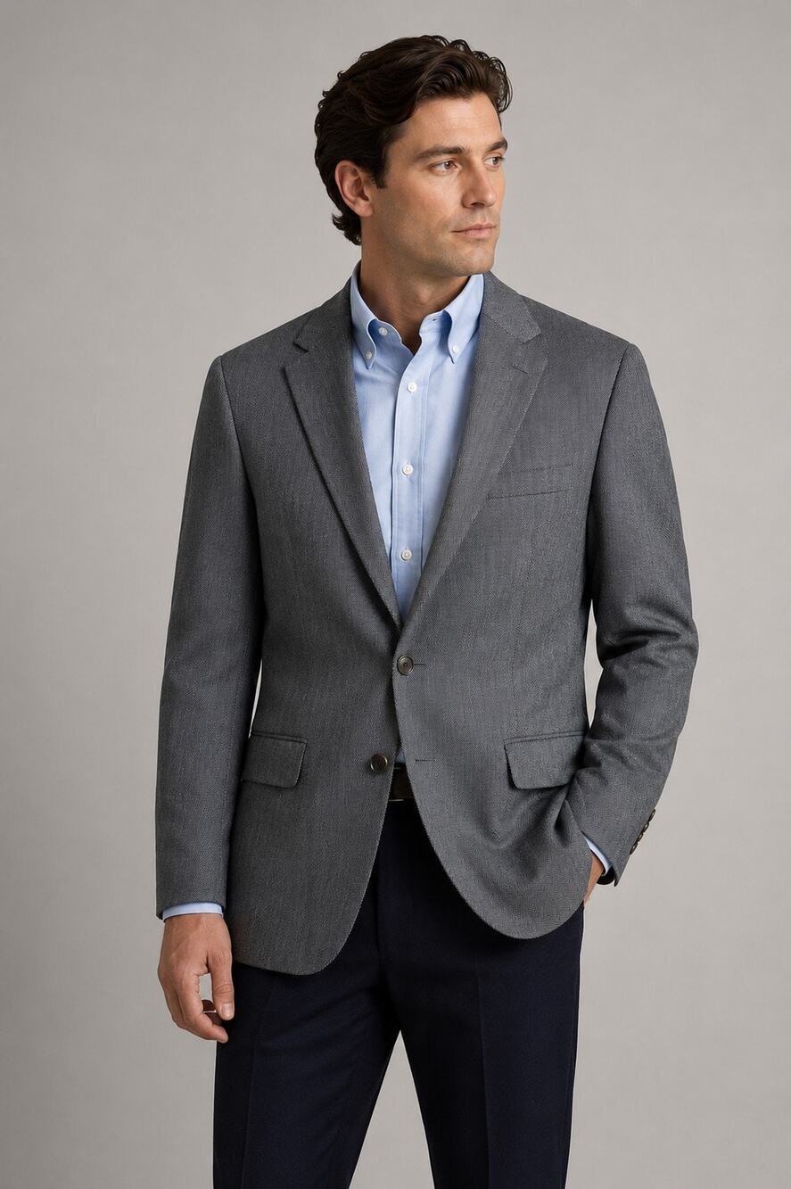 Lauren Ralph Lauren Gray Herringbone Sport Coat Blazer 42R Classic Fit